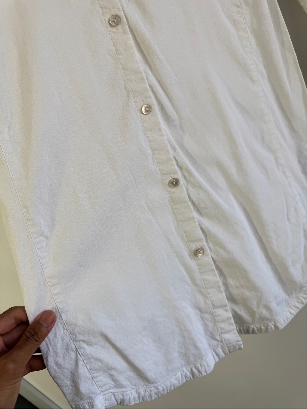 Eileen Fisher Linen Blend White Button Front Blouse Medium Quiet Luxury - Picture 4 of 14